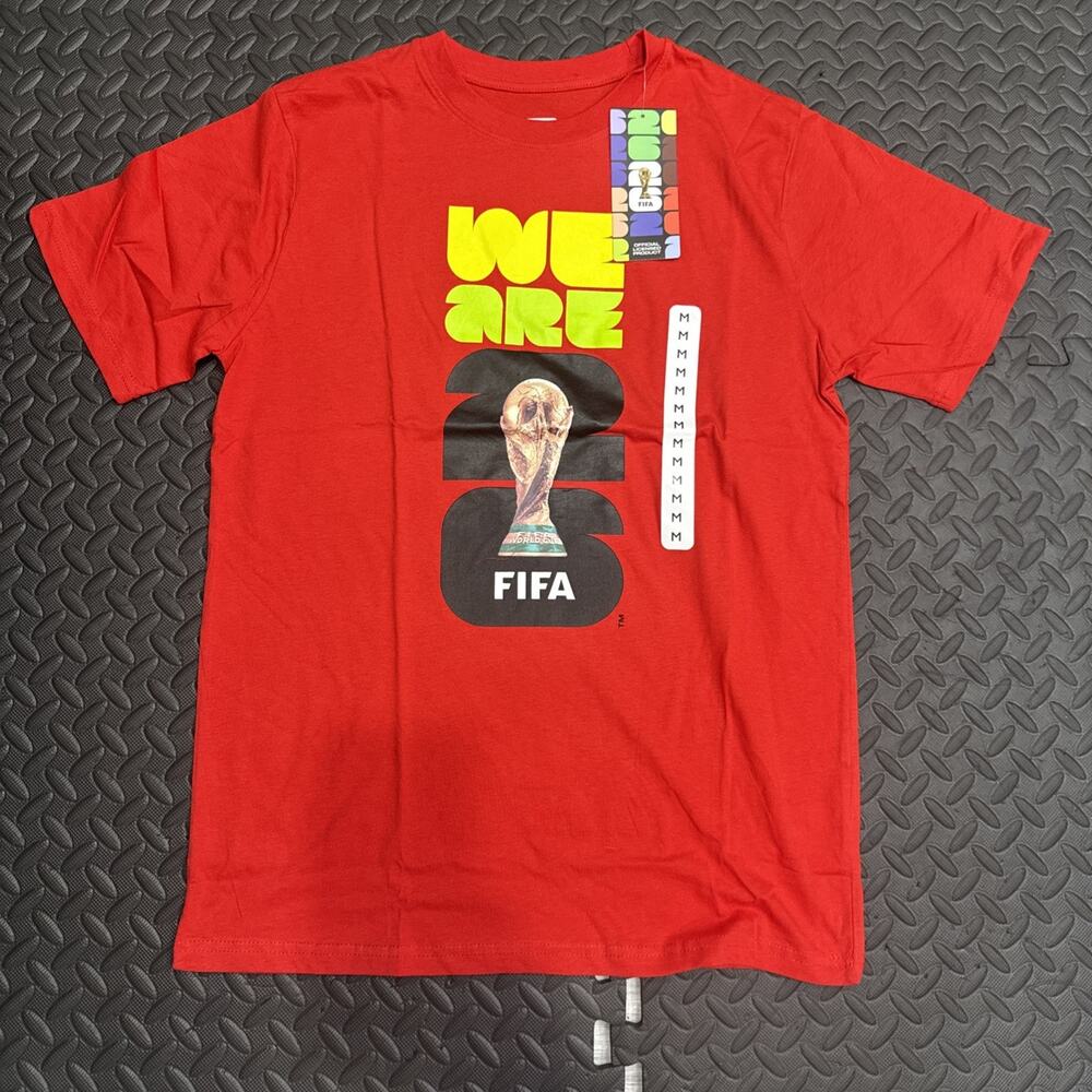 2026 FIFA World Cup Red Crew Neck Short Sleeve Adult Fit T-Shirt Size Medium NWT
